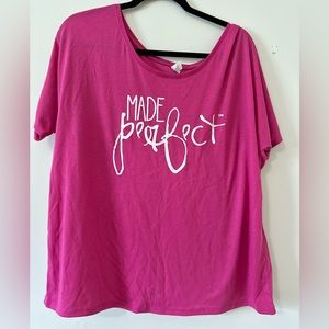 Bella Flowy Women’s Fit 2X Pink Graphic Made Perfect tee